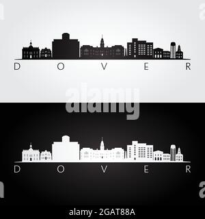 Dover, USA Skyline und Wahrzeichen Silhouette, schwarz-weißes Design, Vektor-Illustration. Stock Vektor