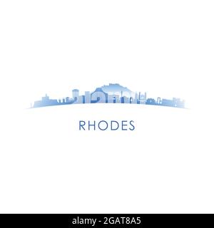 Silhouette der Skyline von Rhodos. Vektor-Design bunte Illustration. Stock Vektor