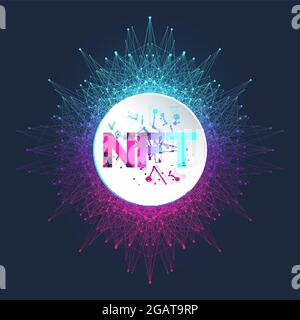 Nicht fungibler NFT-Token. Symbol für nicht-fungible Token für das Konzept NFT. Symbol-Vektor für Hightech-Technologie. Stock Vektor