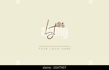 Anfangsbuchstabe LJ oder JL Unterschrift handschriftliche Hochzeit botanischen floralen Symbol Logo Vektor Design Illustration Stock Vektor