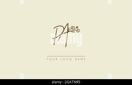 Anfangsbuchstabe PA oder AP Unterschrift handschriftliche Hochzeit botanischen floralen Symbol Logo Vektor Design Illustration Stock Vektor