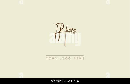 Anfangsbuchstabe RH oder HR Unterschrift handschriftliche Hochzeit botanischen floralen Symbol Logo Vektor Design Illustration Stock Vektor