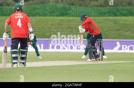 John Fretwell Sporting Complex, Mansfield, Nottinghamshire, Großbritannien. August 2021. Gruppe B Nottinghamshire Outlaws treffen auf Leicestershire Foxes im John Fretwell Sporting Complex im Royal London One-Day Cup Credit: Alan Beastall/Alamy Live News. Stockfoto