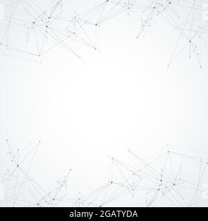 Geometrisch verbundene Hintergrundlinien und Punkte. Einfache Technologie abstrakte Grafik Hintergrund Design, Illustration. Stockfoto