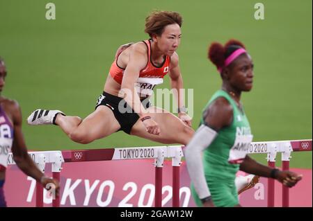Tokio, Japan. August 2021. Asuka Terada (JPN), 1. August 2021 - Leichtathletik : 100-m-Hürden für Frauen Halbfinale während der Olympischen Spiele in Tokio 2020 im Nationalstadion in Tokio, Japan. Kredit: Itaru Chiba/AFLO/Alamy Live Nachrichten Stockfoto