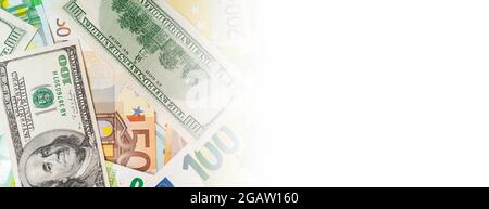 Panorama der Textur aus US- und Euro-Banknoten Stockfoto