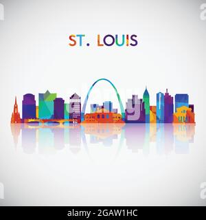 Silhouette der Skyline von St.Louis im farbenfrohen geometrischen Stil. Symbol für Ihr Design. Vektorgrafik. Stock Vektor