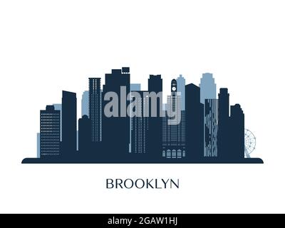 Brooklyn Skyline, monochrome Silhouette. Vektorgrafik. Stock Vektor