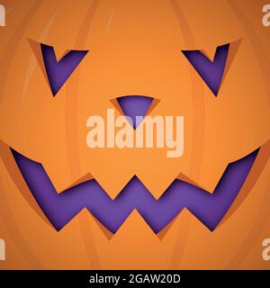 Vektor Halloween Kürbis Hintergrund. Kürbis Scary Face Design für Halloween. Stock Vektor