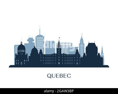 Skyline von Quebec, monochrome Silhouette. Vektorgrafik. Stock Vektor