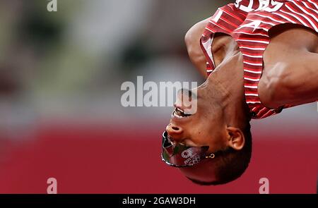 Tokio, Japan. August 2021. Mutaz Essa Barshim aus Katar tritt beim Hochsprung-Finale der Männer bei den Olympischen Spielen 2020 in Tokio, Japan, am 1. August 2021 an. Quelle: Wang Lili/Xinhua/Alamy Live News Stockfoto