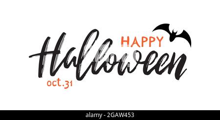 Handschriftliche Inschrift Happy Halloween. Vektor-Grußbanner für Halloween-Feier. Stock Vektor