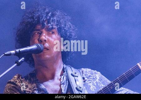 Andrea Appino (Zen Circus) durante titoloEvento, Konzert in Verucchio (RN), Italien, 29 luglio 2021 Stockfoto