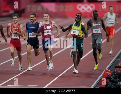 1. August 2021: Peter Bol und Clayton Murphy während 800 Meter für Männer bei den Olympischen Spielen in Tokio, im Olympiastadion in Tokio, Tokio, Japan}. Kim Price/CSM Stockfoto