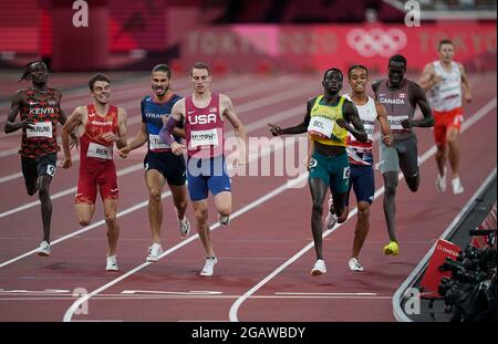 1. August 2021: Peter Bol und Clayton Murphy während 800 Meter für Männer bei den Olympischen Spielen in Tokio, im Olympiastadion in Tokio, Tokio, Japan}. Kim Price/CSM Stockfoto