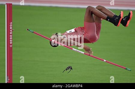 Tokio, Japan. August 2021. Mutaz Essa Barshim aus Katar tritt beim Hochsprung-Finale der Männer bei den Olympischen Spielen 2020 in Tokio, Japan, am 1. August 2021 an. Quelle: Jia Yuchen/Xinhua/Alamy Live News Stockfoto