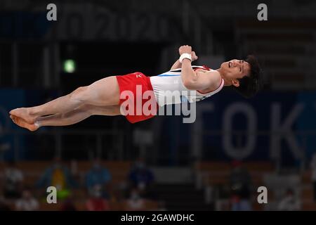 Tokio. Japan. 01. August 2021. Künstlerische Gymnastik. Ariake Gymnastik Center. 10-1. 1chome. Ariake. Koto-ku. Tokio. Sunghyun Ryu (Kor) während seiner Bodenübung. Kredit Garry Bowden/Sport in Pictures/Alamy Live Nachrichten Stockfoto