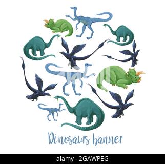 Dinosaurier Kreis Banner Stockfoto
