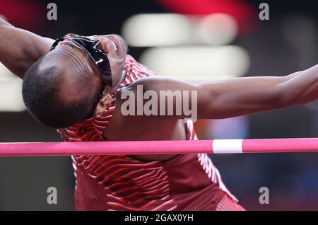 Tokio, Japan. August 2021. Mutaz Essa Barshim aus Katar tritt beim Hochsprung-Finale der Männer bei den Olympischen Spielen 2020 in Tokio, Japan, am 1. August 2021 an. Quelle: Li Ming/Xinhua/Alamy Live News Stockfoto