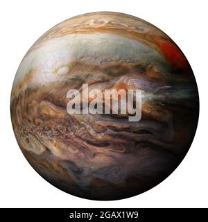 Jupiter-Planet isoliert auf weißem Hintergrund. Elemente dieses Bildes werden von der NASA eingerichtet. Stockfoto