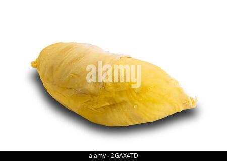 Durian isoliert auf weißem Hintergrund mit Beschneidungspfad. Die tropische Frucht von unangenehmem Geruch, aber köstlich Stockfoto