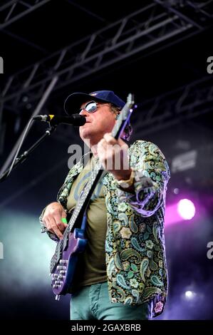 Level 42 Durchführung auf der Doncaster Racecourse Stockfoto