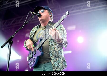 Level 42 Durchführung auf der Doncaster Racecourse Stockfoto