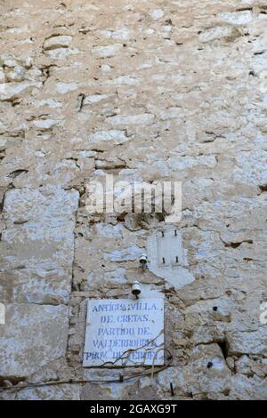 Alte Mauer aus der Altstadt von Cretas, Valderrobres, Matarranya Teruel, Aragon, Stockfoto