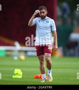 Motherwell, Schottland, Großbritannien. August 2021; Fir Park, Motherwell, North Lanarkshire, Schottland; Scottish Premiership Football, Motherwell versus Hibernian; Steven Lawless von Motherwell während des Aufwärmpuls Credit: Action Plus Sports Images/Alamy Live News Stockfoto