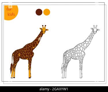 Malbuch für Kinder, Farbe der Giraffe. vektor isoliert auf einem weißen Hintergrund Stock Vektor