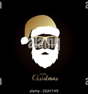 Grußbanner mit Weihnachtsmann und Inschrift Frohe Weihnachten. Vektorgrafik. Stock Vektor