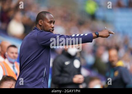 Dennis Lawrence, der erste Teamtrainer von Coventry City, während des Freundschaftsspiel vor der Saison in der Coventry Building Society Arena, Coventry. Bilddatum: Sonntag, 1. August 2021. Stockfoto