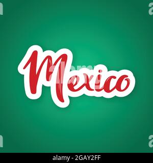 Mexiko - handgezeichneter Schriftzug der Hauptstadt Mexikos. Aufkleber mit Schriftzug in Papierschnitt-Optik. Vektorgrafik. Stock Vektor