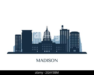 Madison Skyline, monochrome Silhouette. Vektorgrafik. Stock Vektor