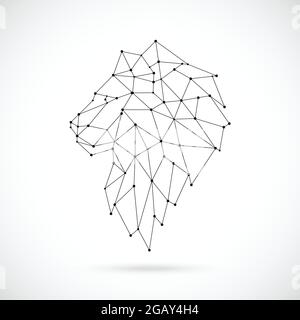 Geometrische Löwensilhouette. Bild des Löwen in Form einer Konstellation. Vektorgrafik. Stock Vektor