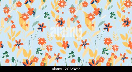 wildblumen-Muster auf pastellfarbenem Hintergrund Stock Vektor