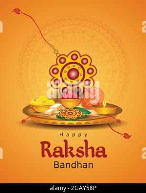 Rakhi pooja thali für glücklich Raksha Bandhan. vektor-Illustration. Stock Vektor