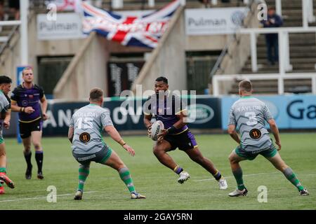 Newcastle, Großbritannien. März 2021. NEWCASTLE UPON TYNE, Großbritannien 1. AUGUST Ukuma Ta'ai von Newcastle Thunder in Aktion während des BETFRED Championship-Spiels zwischen Newcastle Thunder und Whitehaven RLFC am Sonntag, 1. August 2021 im Kingston Park, Newcastle. (Kredit: Chris Lishman | MI News) Kredit: MI Nachrichten & Sport /Alamy Live News Stockfoto