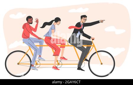 Menschen, die auf Tandemfahrrädern fahren Stock Vektor