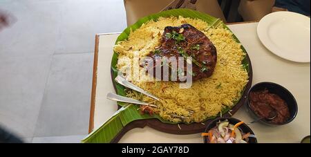 Mandi- und Biryani-Reis, mit Huhn und Lamm Stockfoto