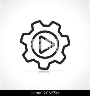 Getriebe- und Spielzeichen, Symbol für dünne Linien Stock Vektor