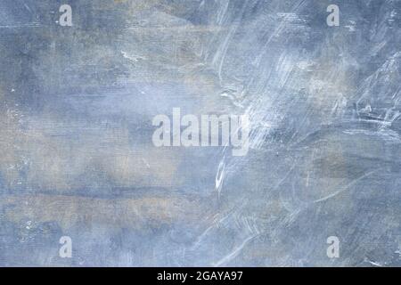 Abstraktes blau-graues Gemälde auf Leinwand, grunge Hintergrund oder Textur Stockfoto