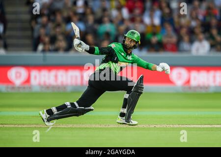 LONDON, GROSSBRITANNIEN. August 2021. Devon Conway of Southern Brave während der Hundert zwischen London Spirit und Southern Brave bei Lord's am Sonntag, 01. August 2021 in LONDON ENGLAND. Kredit: Taka G Wu/Alamy Live Nachrichten Stockfoto