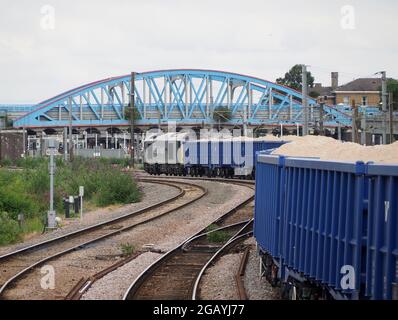 DC Rail Class 60 Heavy Freight Locomotive 60029 Ben Nevis nähert sich Peterborough auf der Ely nach Peterborough Line an Stockfoto