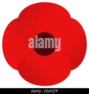 Roter Mohn. Speichersymbol. Designelemente für den Gedenktag und den Anzac-Tag. Vektordarstellung. Isoliert auf weißem Hintergrund Stock Vektor