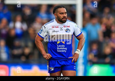 Konrad Hurrell (4) von Leeds Rhinos während des Spiels Stockfoto