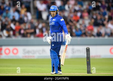 LONDON, GROSSBRITANNIEN. August 2021. Adam Rossington von London Spirit während der Hundert zwischen London Spirit und Southern Brave bei Lord's am Sonntag, 01. August 2021 in LONDON ENGLAND. Kredit: Taka G Wu/Alamy Live Nachrichten Stockfoto