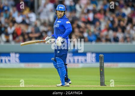 LONDON, GROSSBRITANNIEN. August 2021. Adam Rossington von London Spirit während der Hundert zwischen London Spirit und Southern Brave bei Lord's am Sonntag, 01. August 2021 in LONDON ENGLAND. Kredit: Taka G Wu/Alamy Live Nachrichten Stockfoto