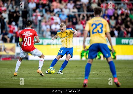 Vejle, Dänemark. August 2021. Tobias Borkeeiet (42) aus Broendby, DER WÄHREND des 3F Superliga-Spiels zwischen Vejle Boldklub und Broendby IF im Vejle Stadion in Vejle zu sehen war. (Foto: Gonzales Photo/Alamy Live News Stockfoto