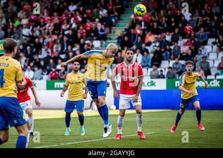 Vejle, Dänemark. August 2021. Tobias Borkeeiet (42) aus Broendby, DER WÄHREND des 3F Superliga-Spiels zwischen Vejle Boldklub und Broendby IF im Vejle Stadion in Vejle zu sehen war. (Foto: Gonzales Photo/Alamy Live News Stockfoto